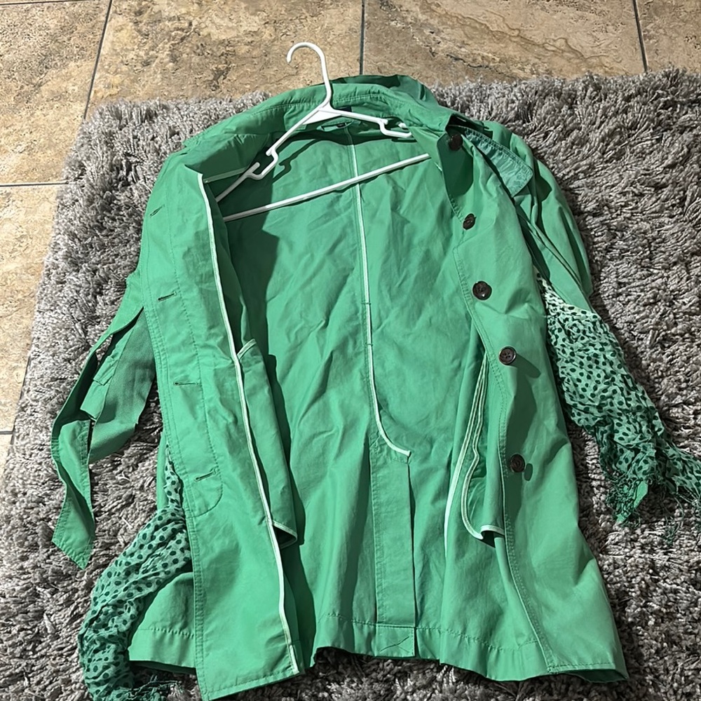 GAP Green Trench Coat with Scarf - Picture 4 of 4